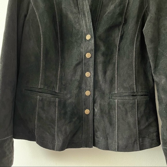 Live A Little 100% Leather Suede Black Jacket Sz Medium - Picture 3 of 8
